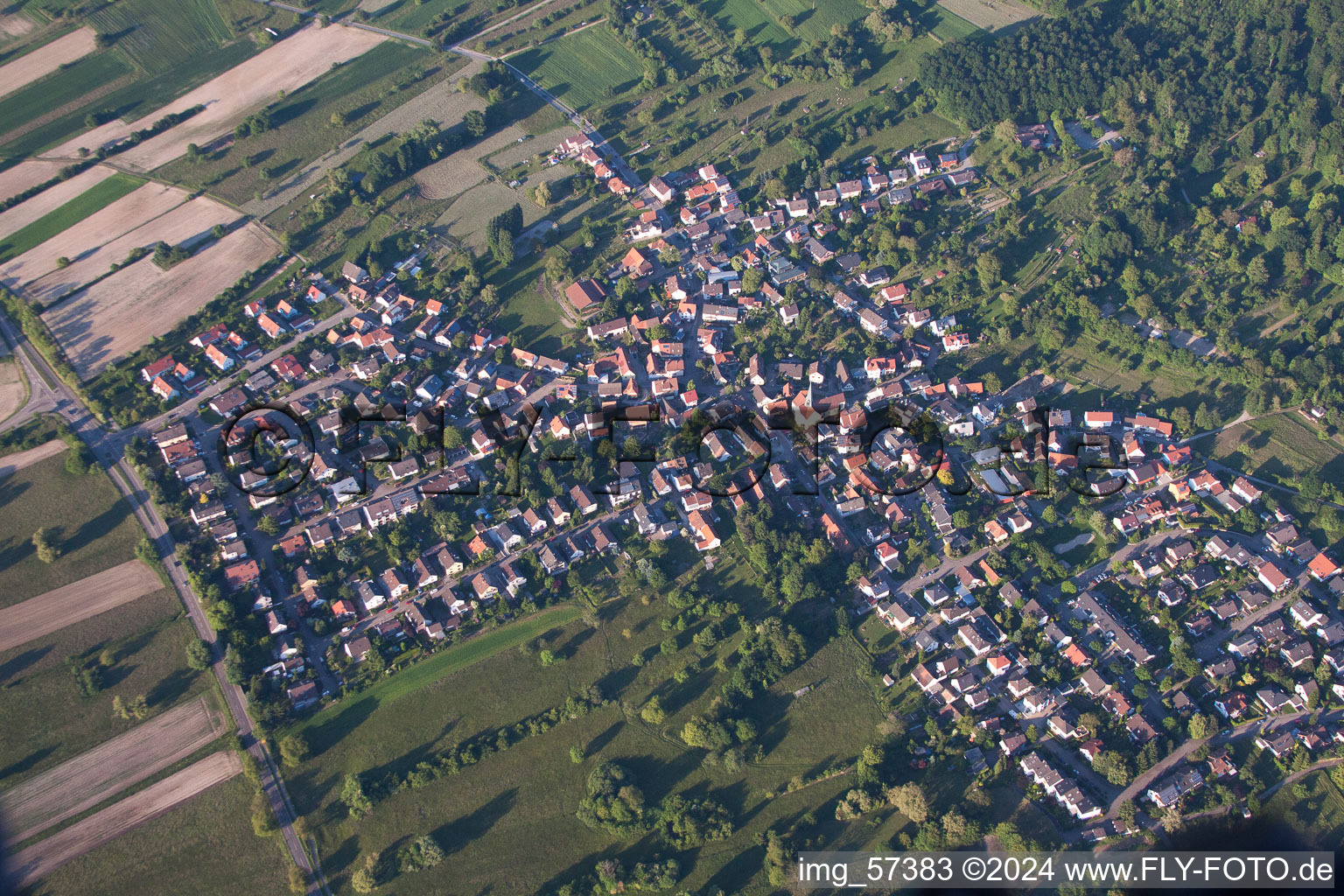 District Oberweier in Ettlingen in the state Baden-Wuerttemberg, Germany from a drone