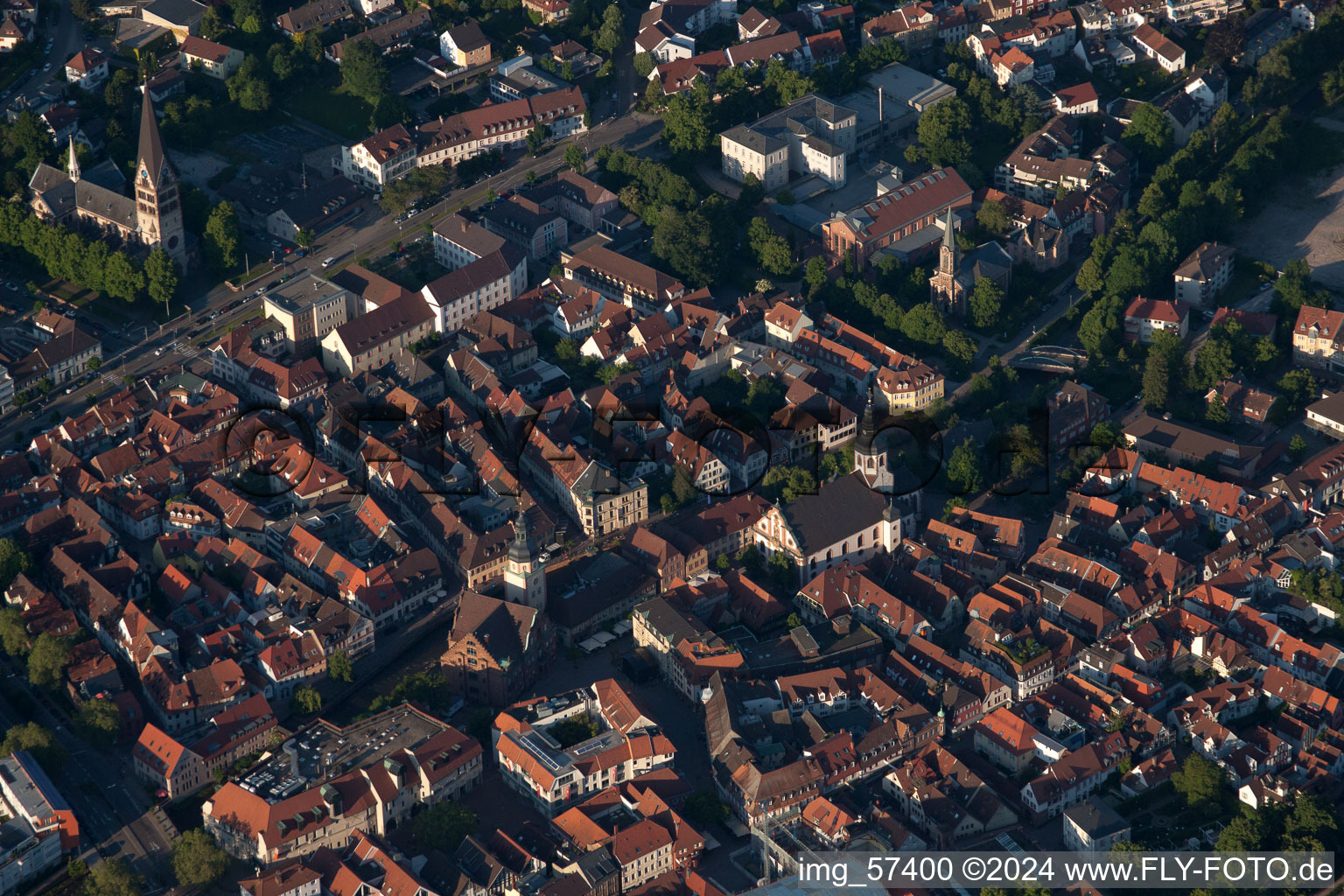 Ettlingen in the state Baden-Wuerttemberg, Germany from the plane