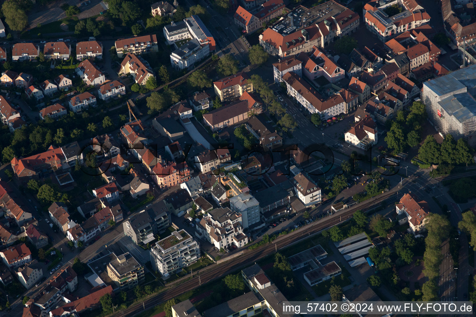 Bird's eye view of Ettlingen in the state Baden-Wuerttemberg, Germany