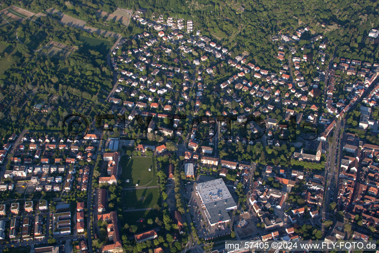 Ettlingen in the state Baden-Wuerttemberg, Germany viewn from the air