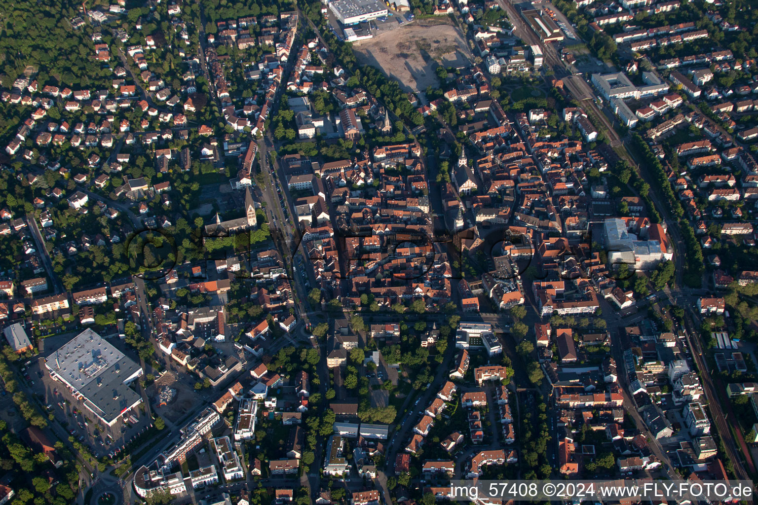 Ettlingen in the state Baden-Wuerttemberg, Germany from the drone perspective