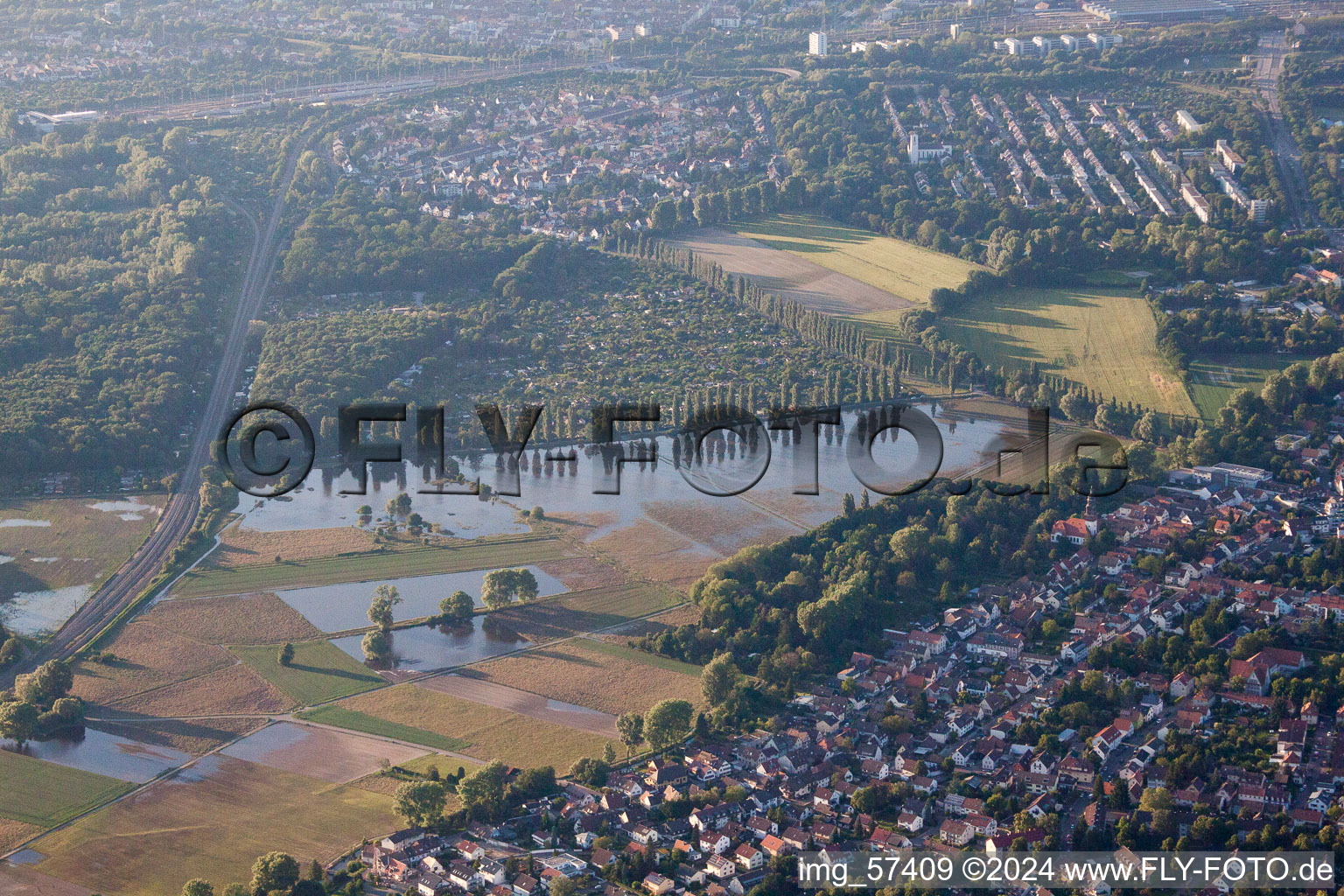 Aerial view of District Rüppurr in Karlsruhe in the state Baden-Wuerttemberg, Germany