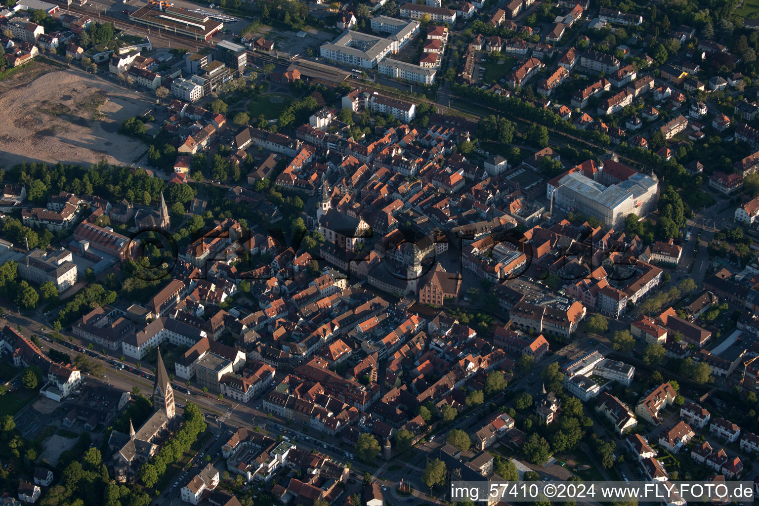 Ettlingen in the state Baden-Wuerttemberg, Germany from a drone