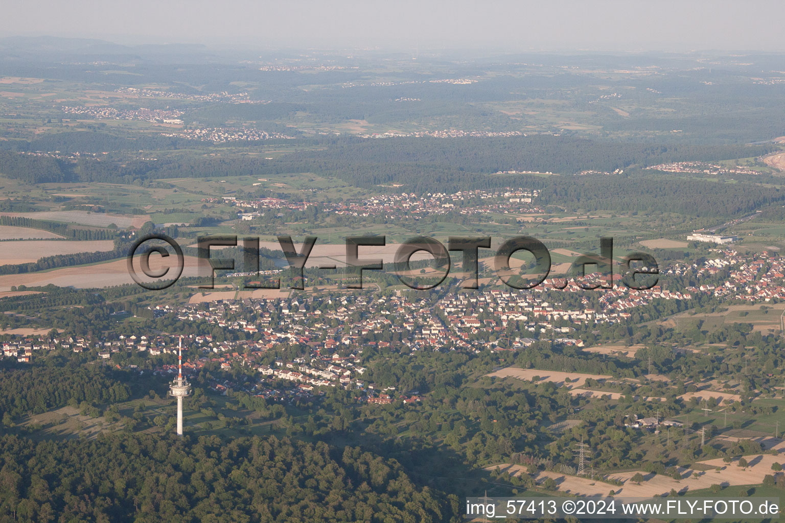 Aerial view of Hohenwettersbach in the district Grünwettersbach in Karlsruhe in the state Baden-Wuerttemberg, Germany