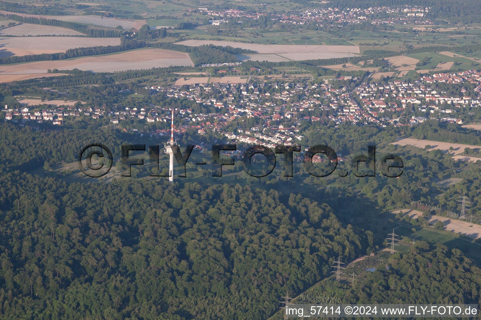 District Grünwettersbach in Karlsruhe in the state Baden-Wuerttemberg, Germany from a drone