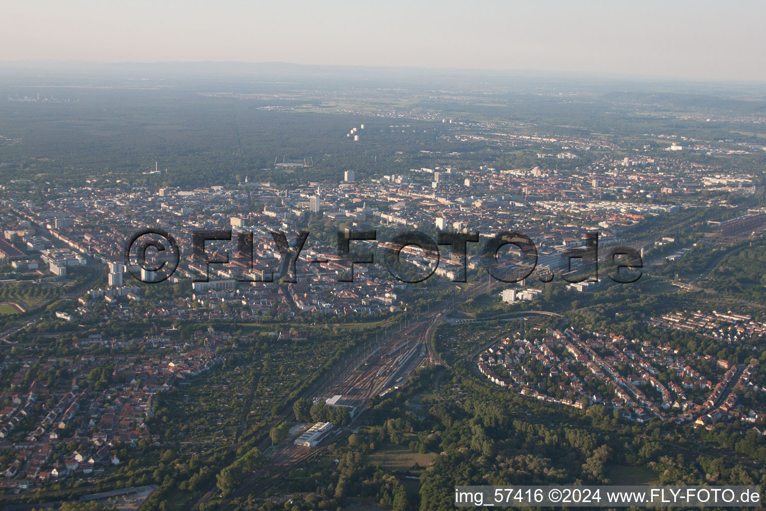 Aerial photograpy of From the south in the district Weiherfeld-Dammerstock in Karlsruhe in the state Baden-Wuerttemberg, Germany