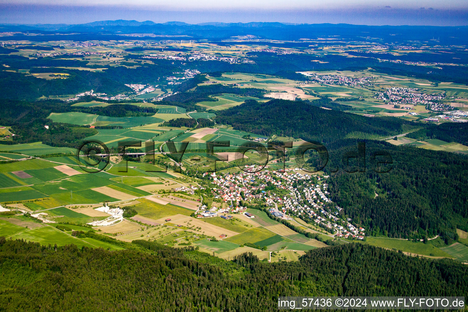 Village - view on the edge of agricultural fields and farmland in Trichtingen in the state Baden-Wurttemberg, Germany