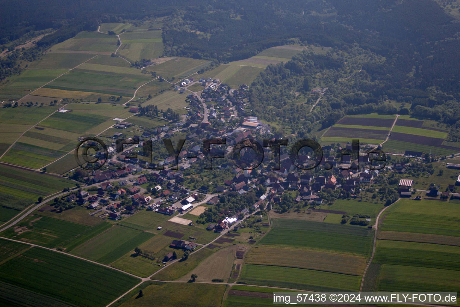 Town View of the streets and houses of the residential areas in the district Bickelsberg in Rosenfeld in the state Baden-Wurttemberg