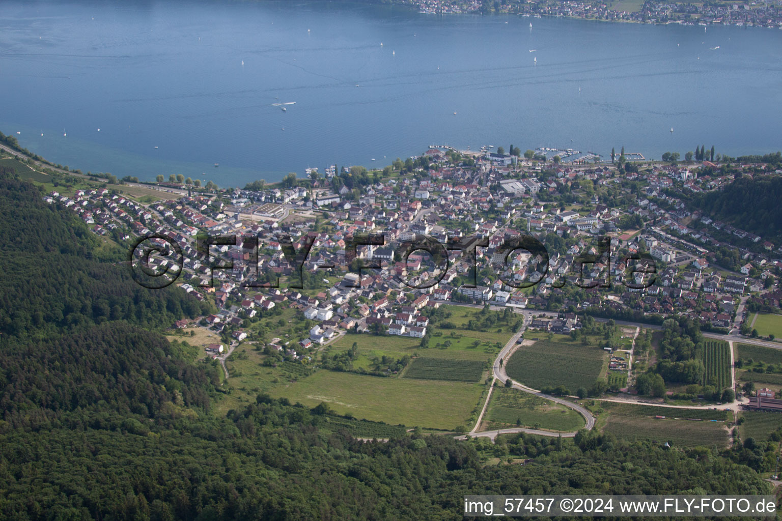 District Ludwigshafen in Bodman-Ludwigshafen in the state Baden-Wuerttemberg, Germany from the plane