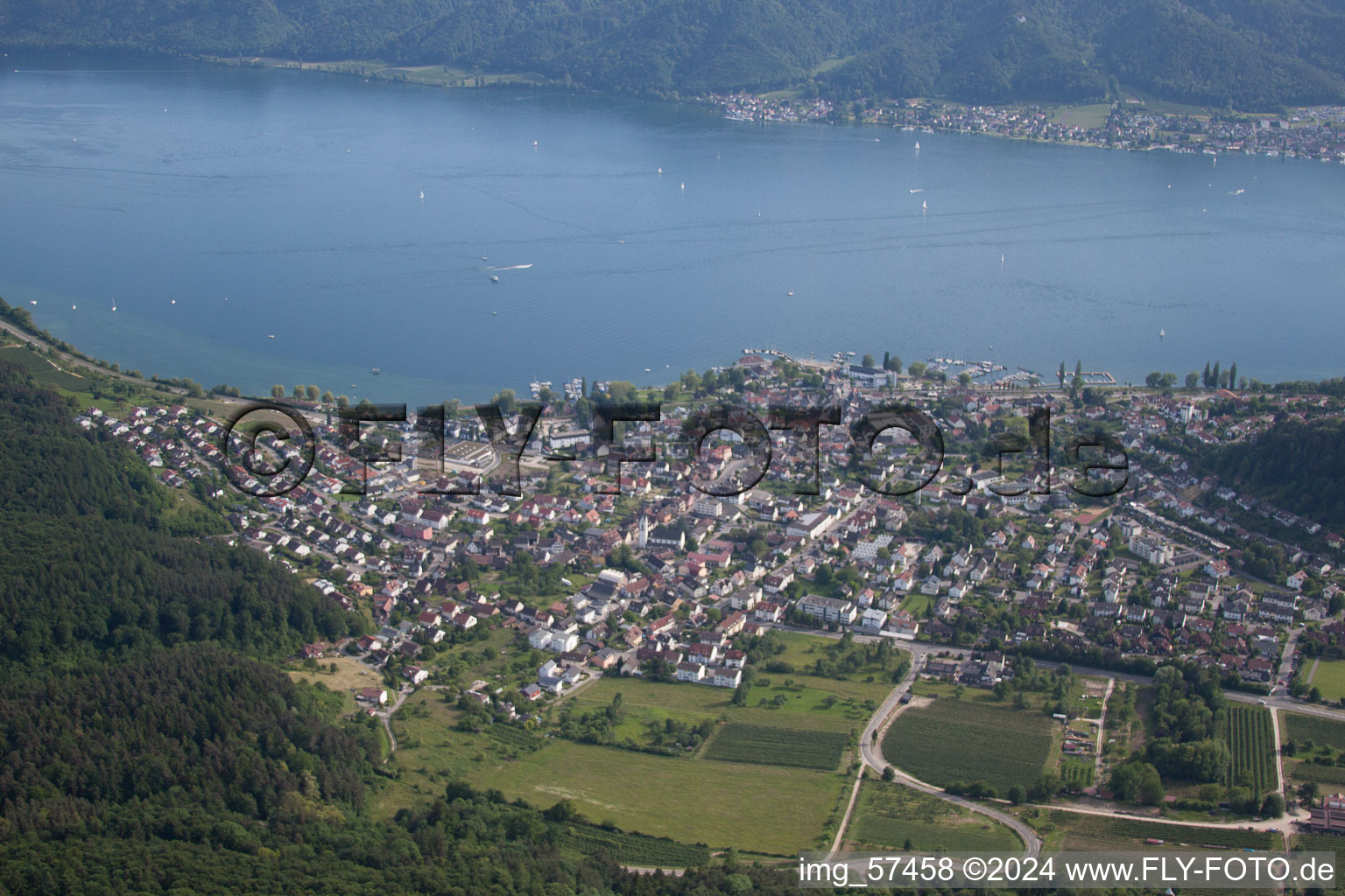 Bird's eye view of District Ludwigshafen in Bodman-Ludwigshafen in the state Baden-Wuerttemberg, Germany