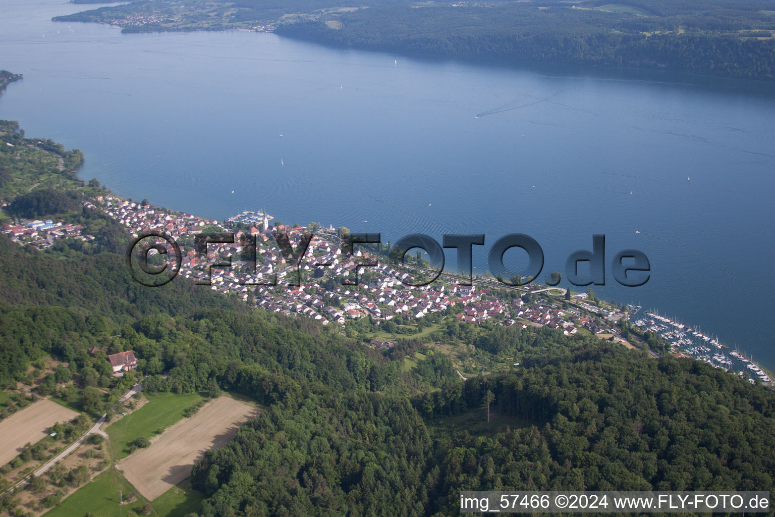 Sipplingen in the state Baden-Wuerttemberg, Germany from the plane