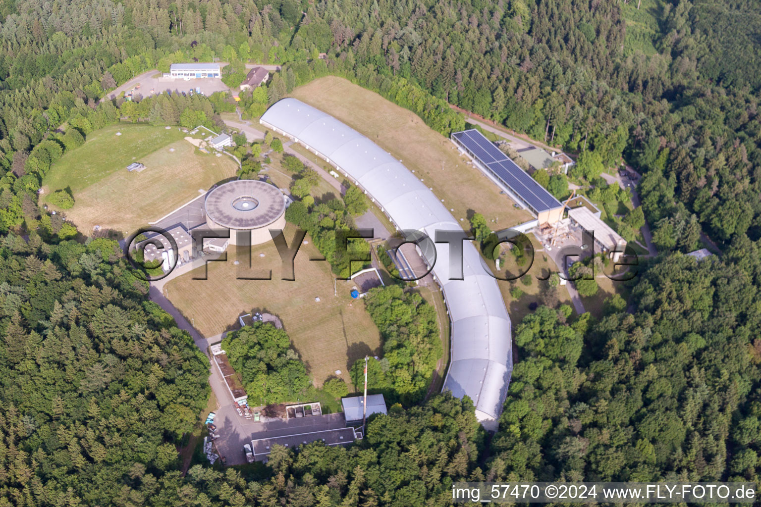 Aerial photograpy of Administrative building of the State Authority Zweckverband Bodensee-Wasserversorgung in Ueberlingen in the state Baden-Wurttemberg, Germany