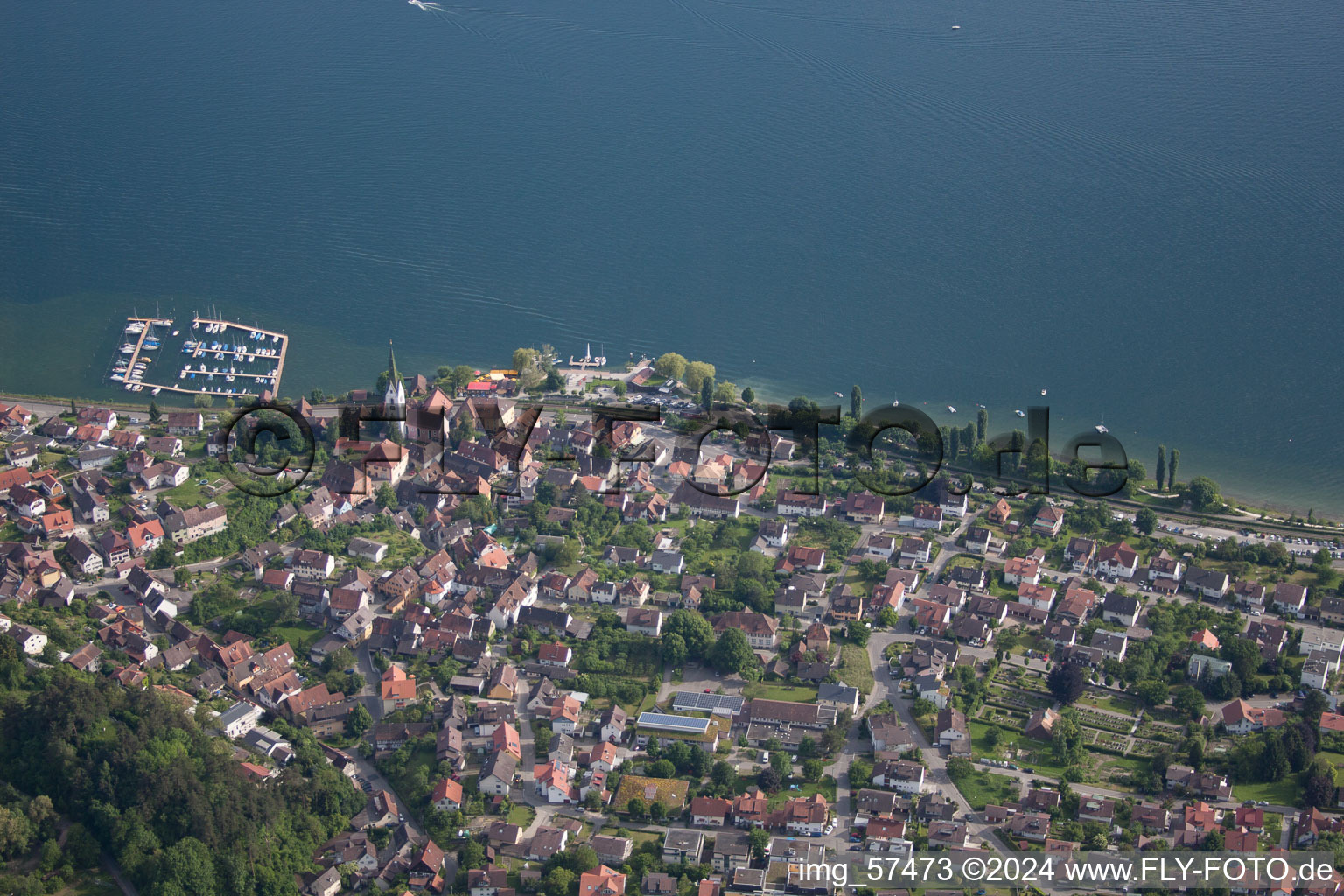 Drone recording of Sipplingen in the state Baden-Wuerttemberg, Germany