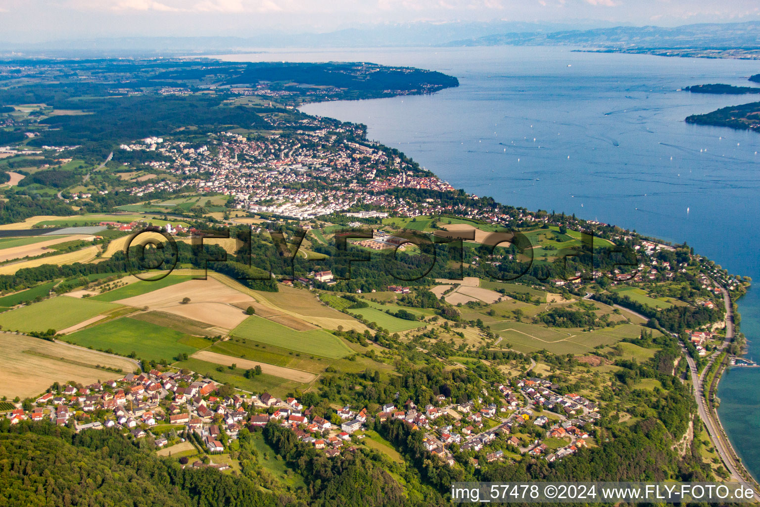 Oblique view of District Hödingen in Überlingen in the state Baden-Wuerttemberg, Germany