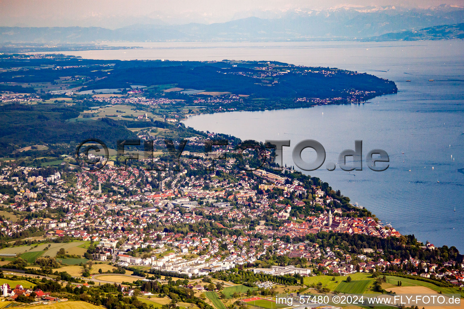 From the west in Überlingen in the state Baden-Wuerttemberg, Germany