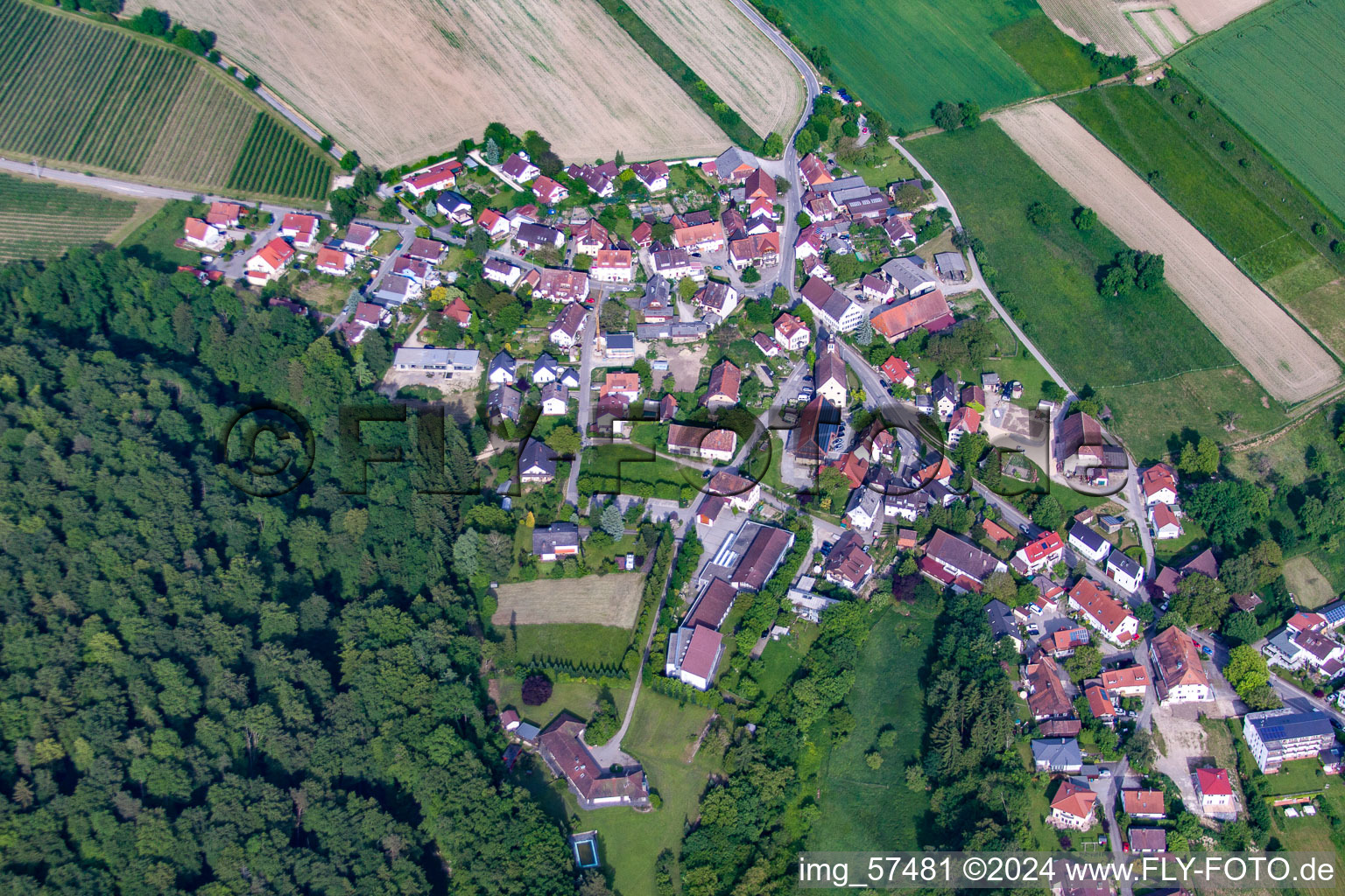 District Hödingen in Überlingen in the state Baden-Wuerttemberg, Germany from above