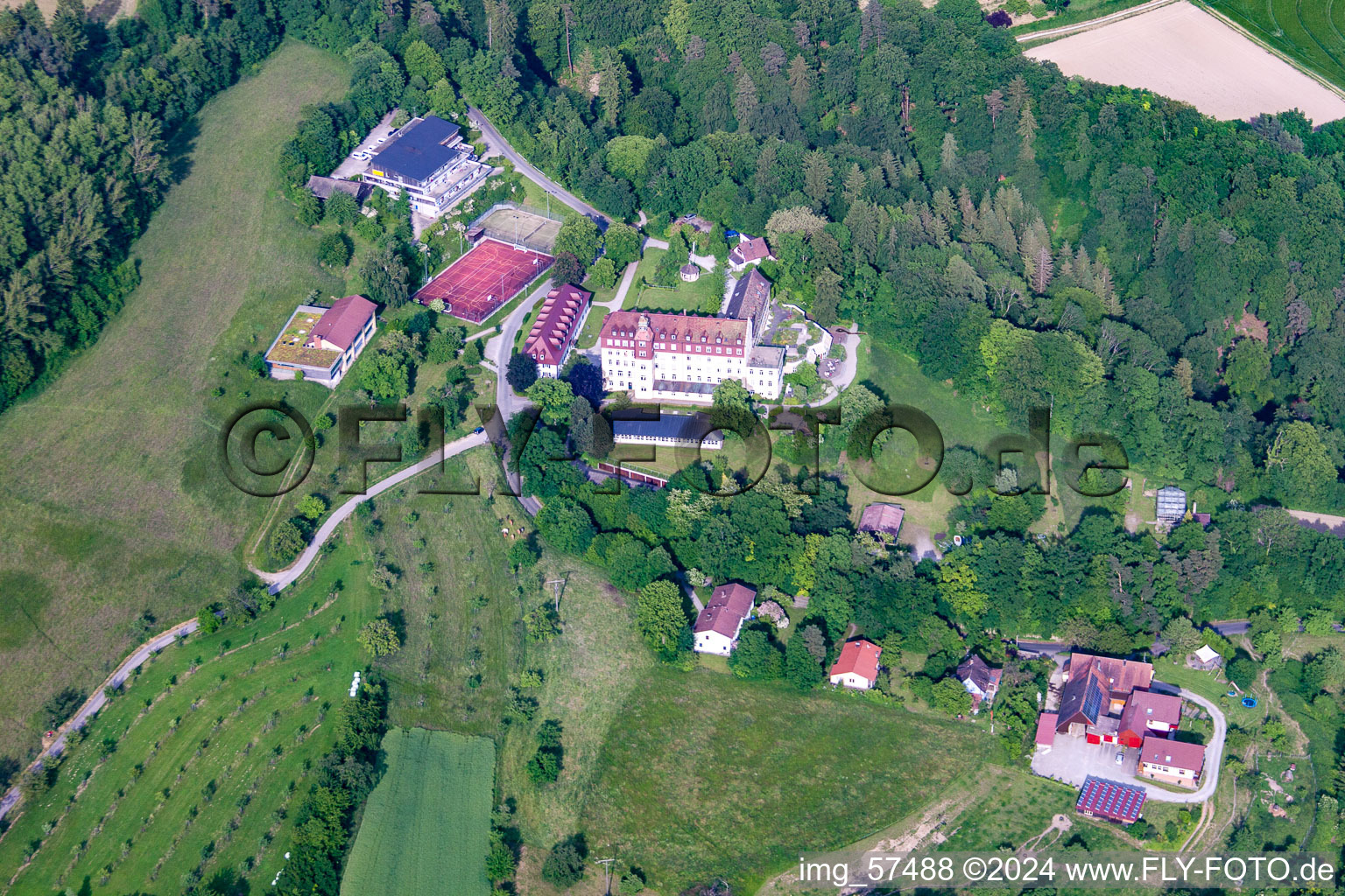 Salem international college Schloss Salem in Überlingen in the state Baden-Wuerttemberg, Germany from above