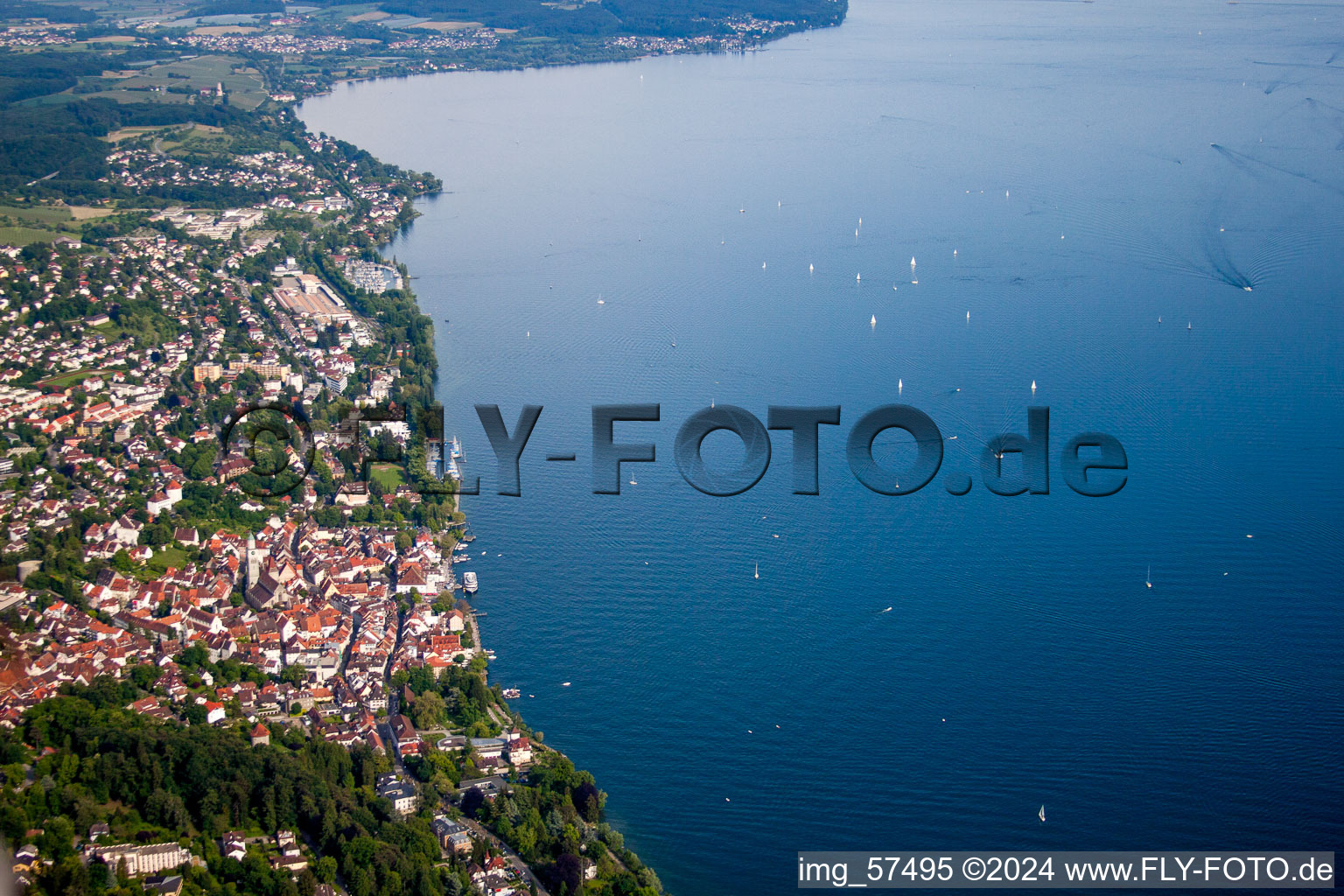 Village on the lake bank areas of Lake of Constance in Ueberlingen in the state Baden-Wurttemberg, Germany