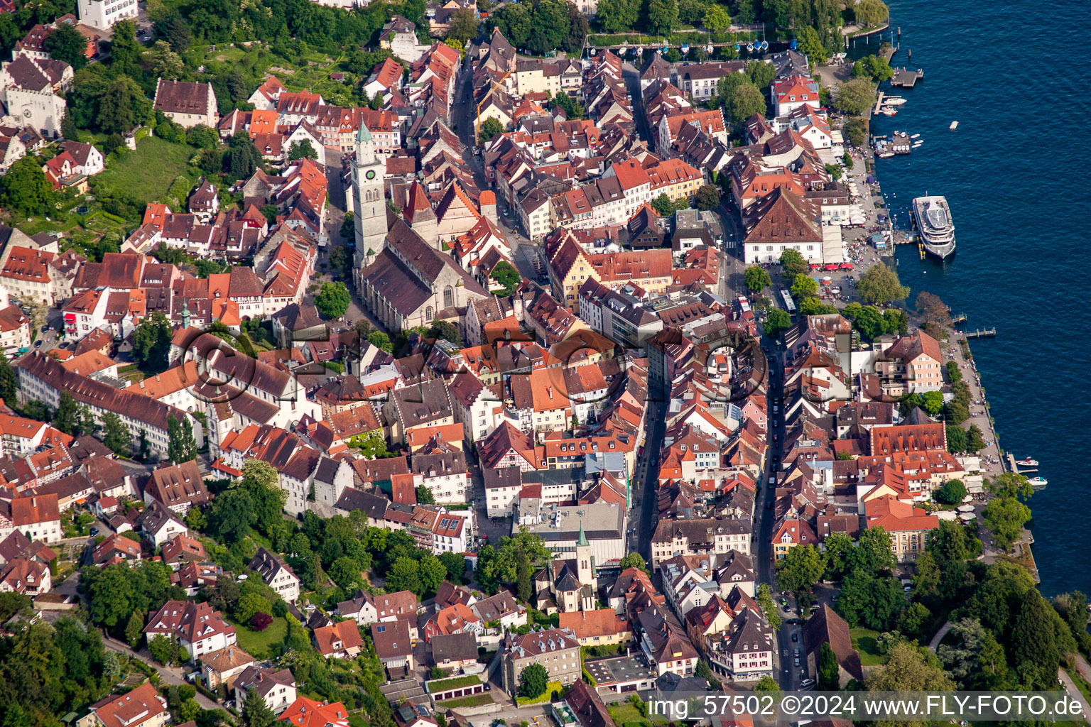 Oblique view of Überlingen in the state Baden-Wuerttemberg, Germany