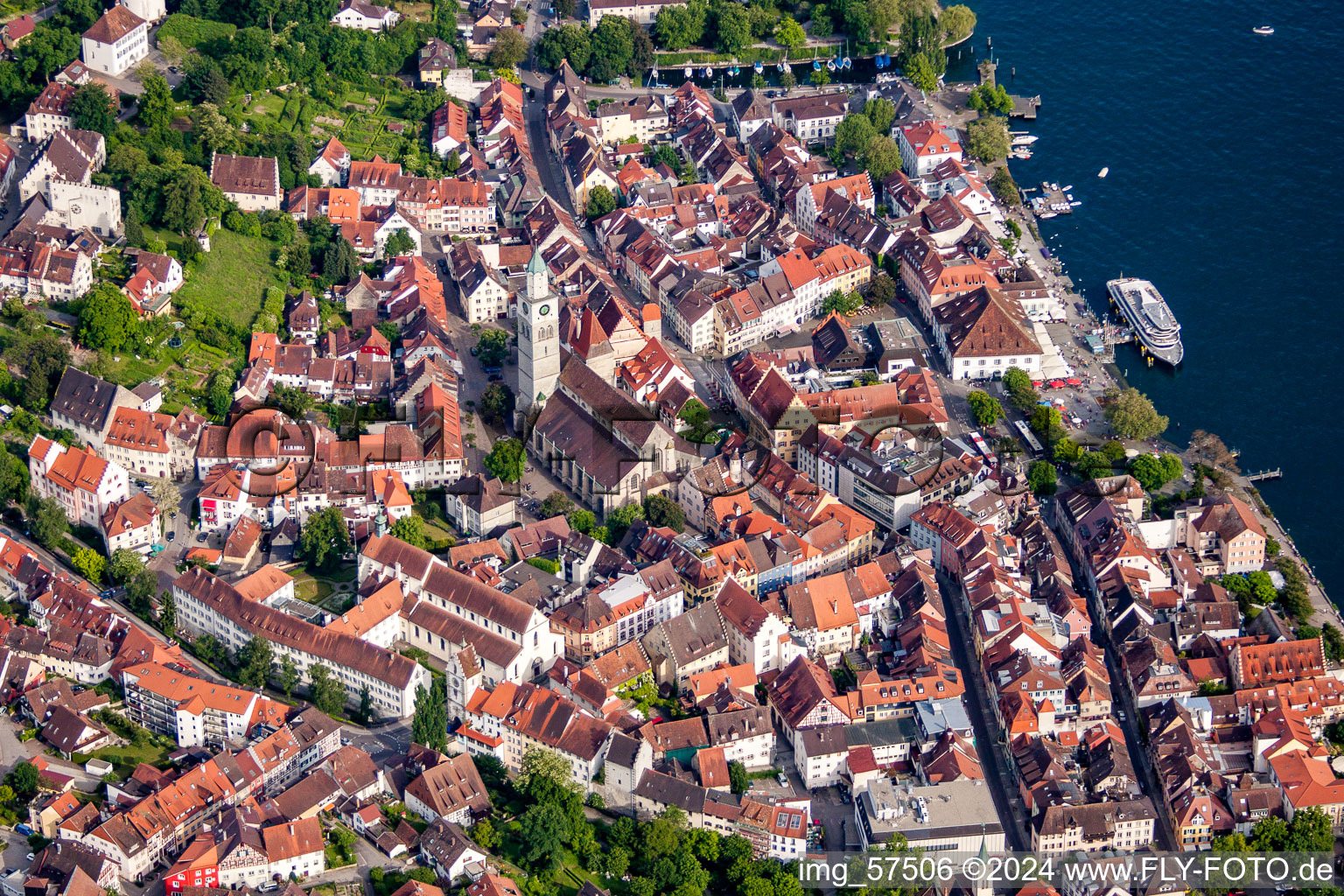 Überlingen in the state Baden-Wuerttemberg, Germany seen from above