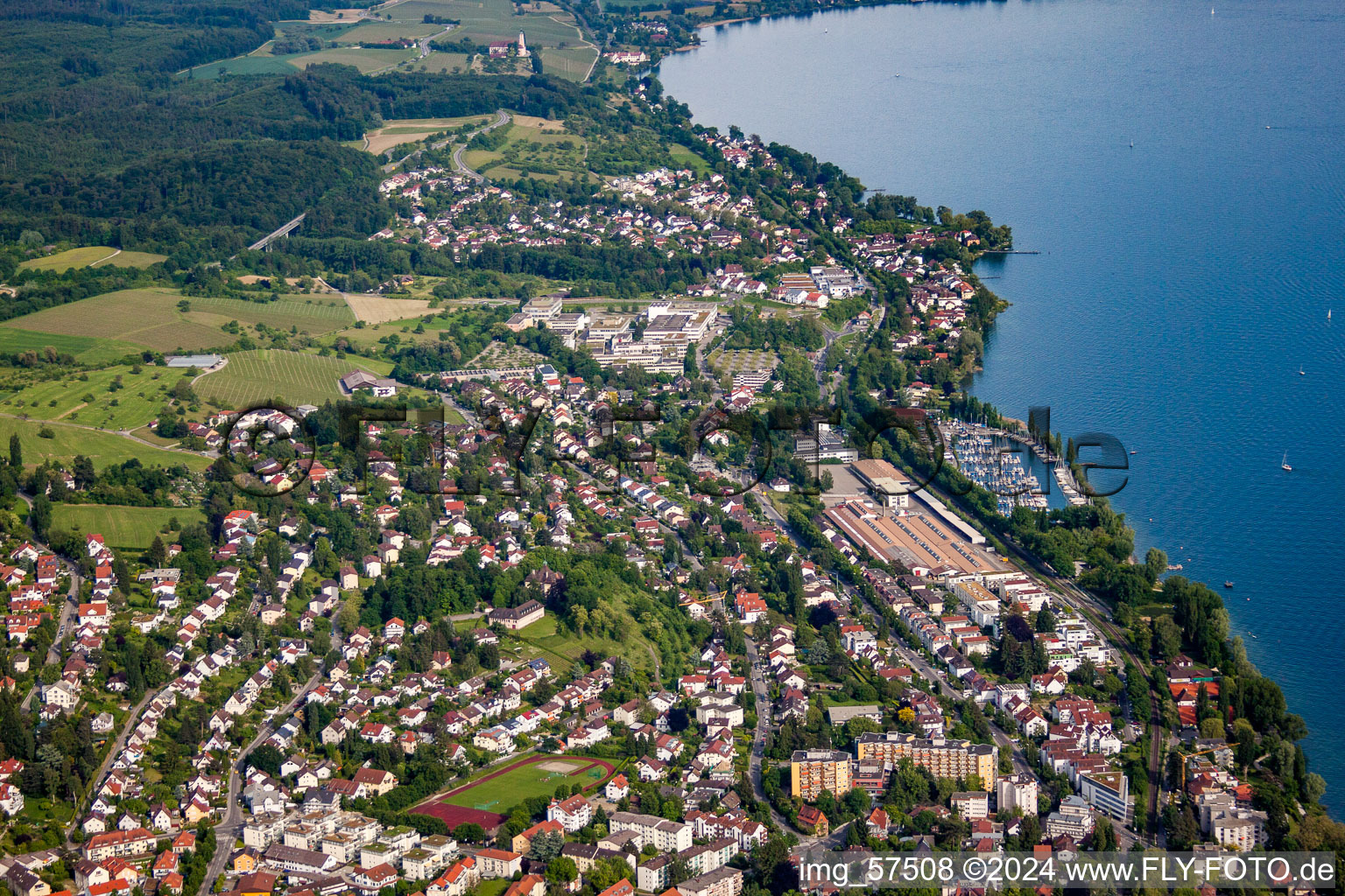 Bird's eye view of Überlingen in the state Baden-Wuerttemberg, Germany