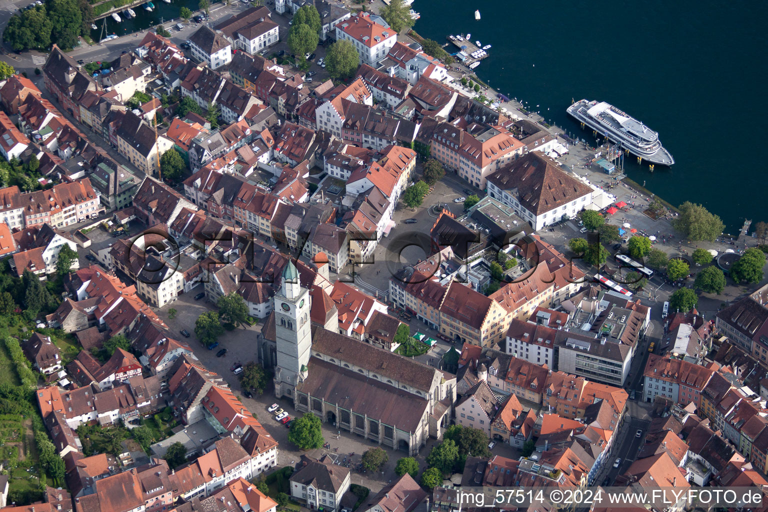 The city center in the downtown area in Ueberlingen in the state Baden-Wurttemberg