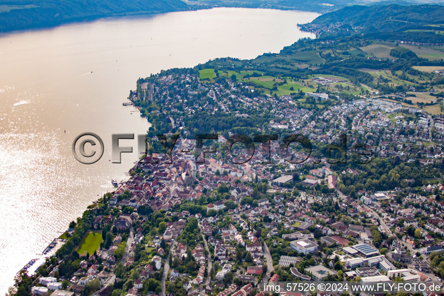 Aerial view of Überlingen in the state Baden-Wuerttemberg, Germany