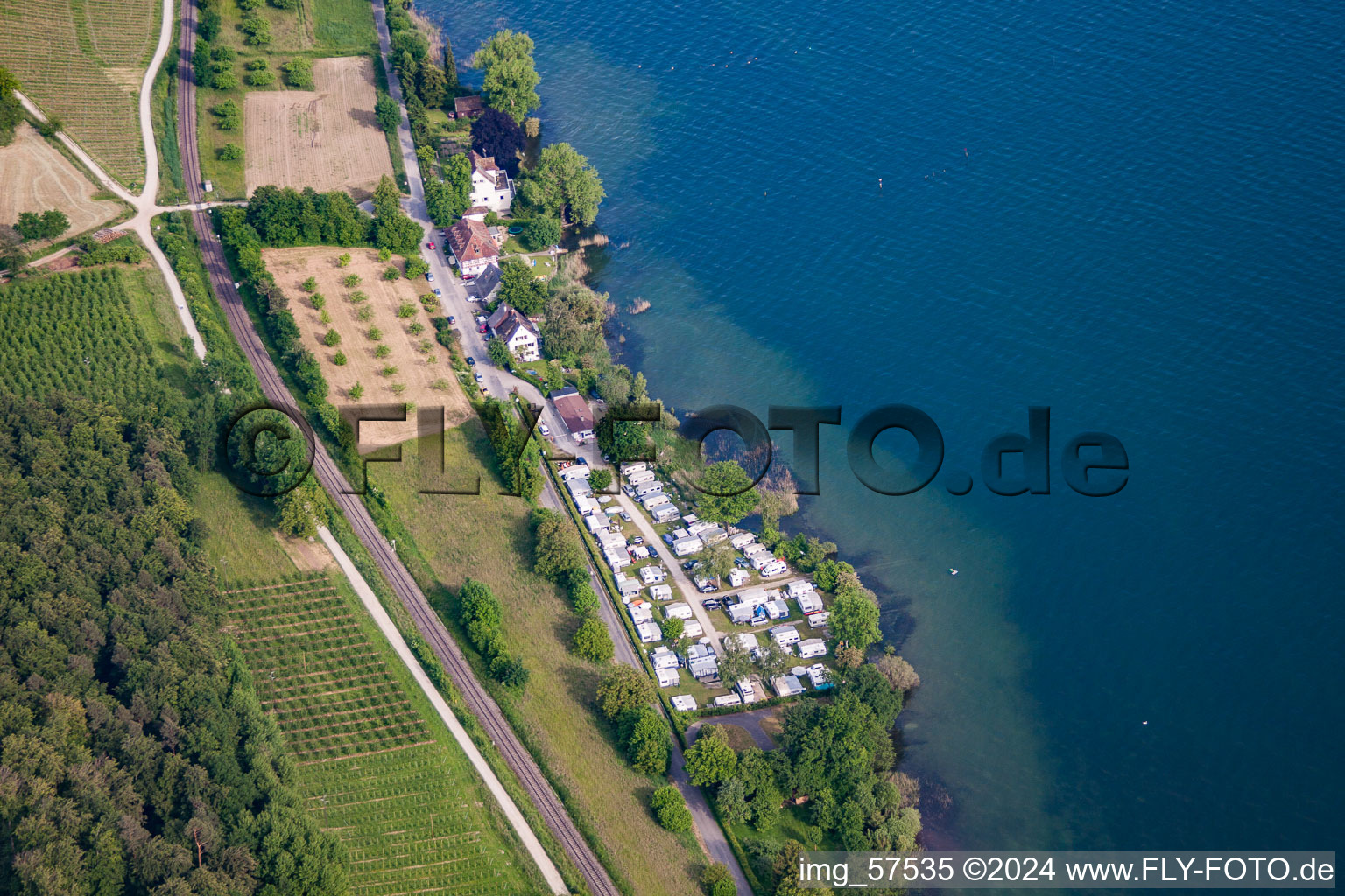 Camping Brändle-Köhne on the shores of Lake Constance in the district Nußdorf in Überlingen in the state Baden-Wuerttemberg, Germany