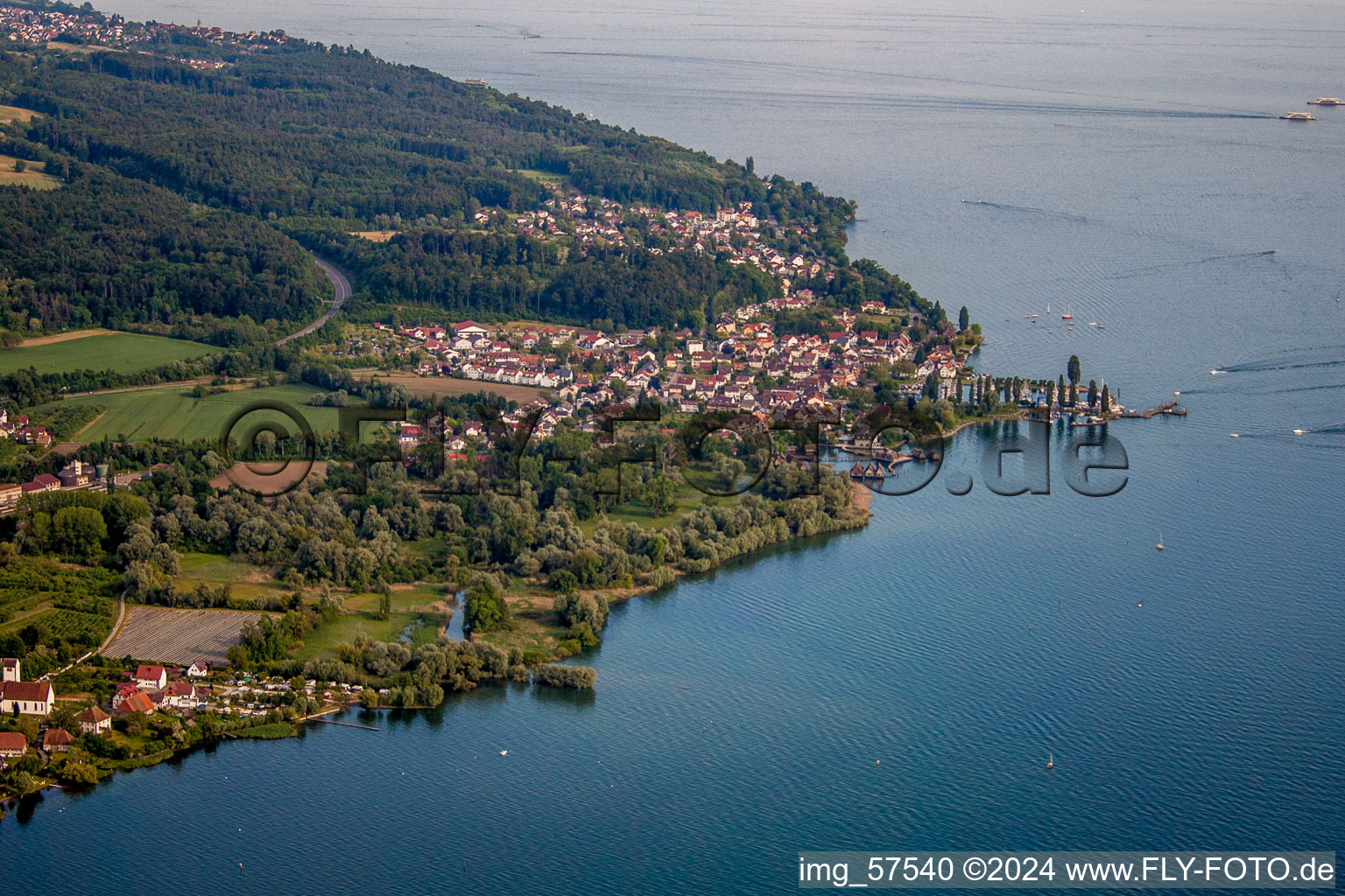 Museum building ensemble Pfahlbauten Unteruhldingen in the lake of Constance in Uhldingen-Muehlhofen in the state Baden-Wurttemberg, Germany