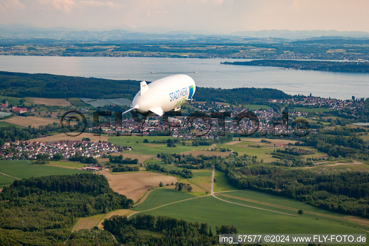 Uhdingen-Mühlhofen with Zeppelin NT in the district Unteruhldingen in Uhldingen-Mühlhofen in the state Baden-Wuerttemberg, Germany