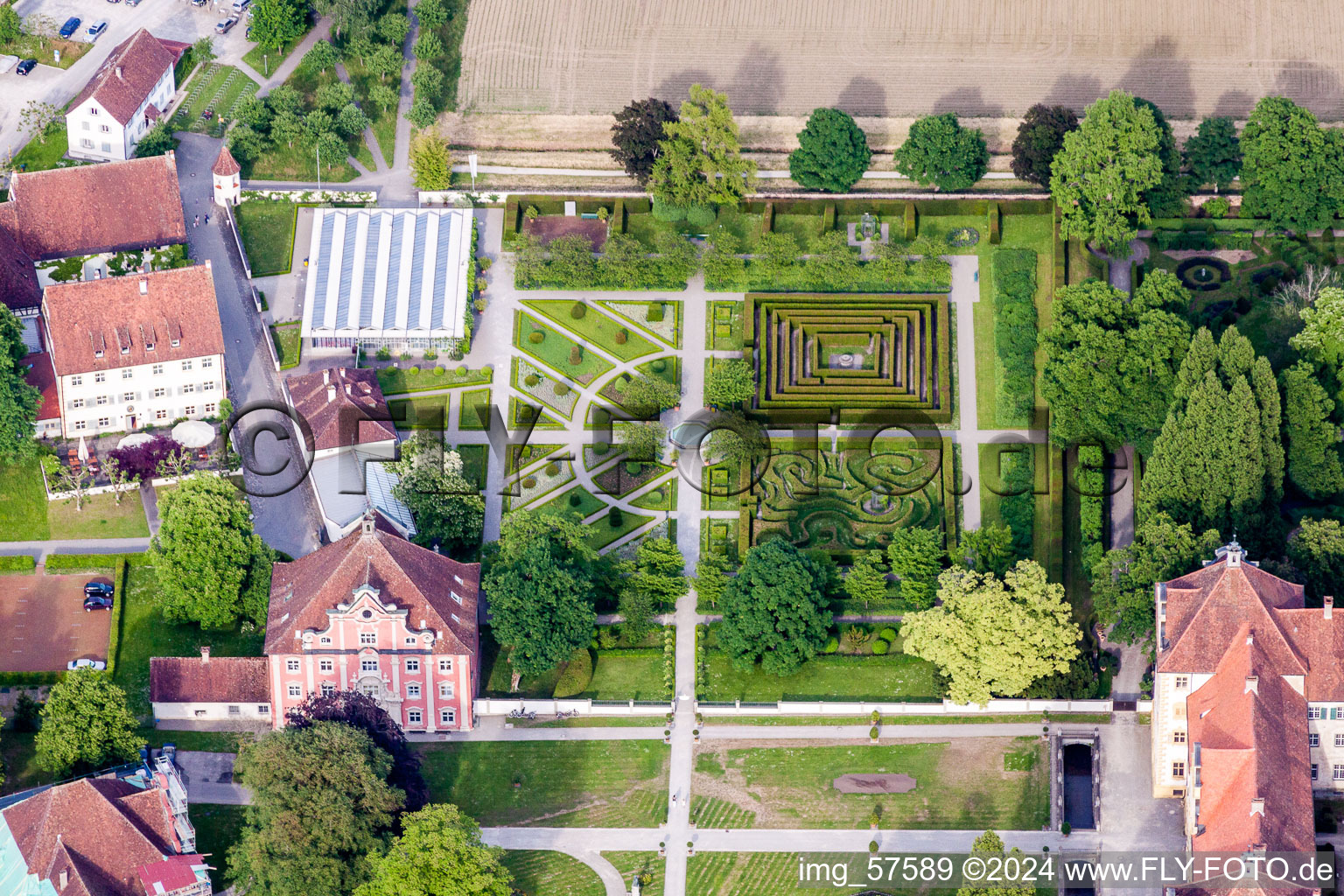 Aerial view of School building of the Schule Schloss Salem in Salem in the state Baden-Wurttemberg, Germany