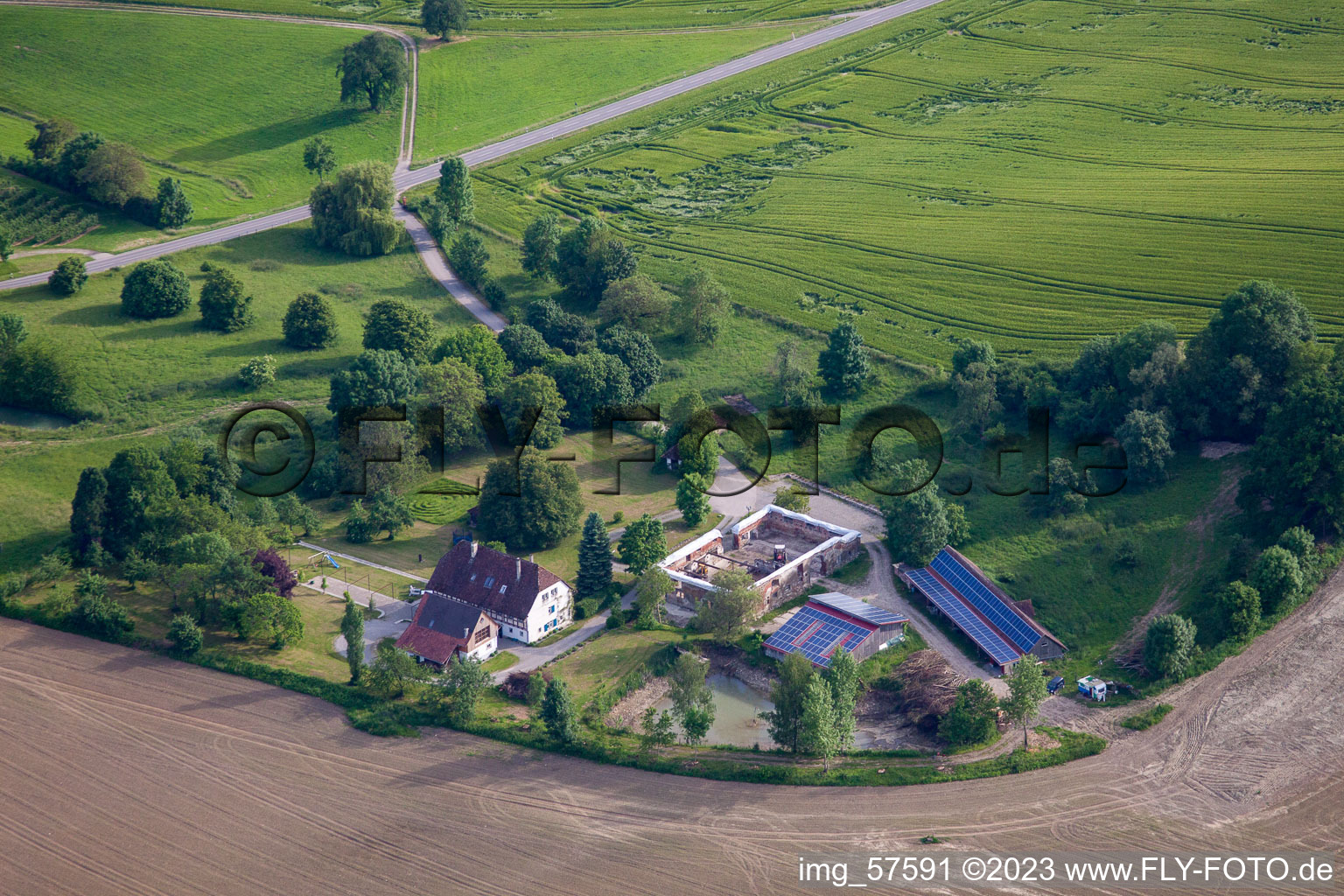 Aerial photograpy of Salem in the state Baden-Wuerttemberg, Germany