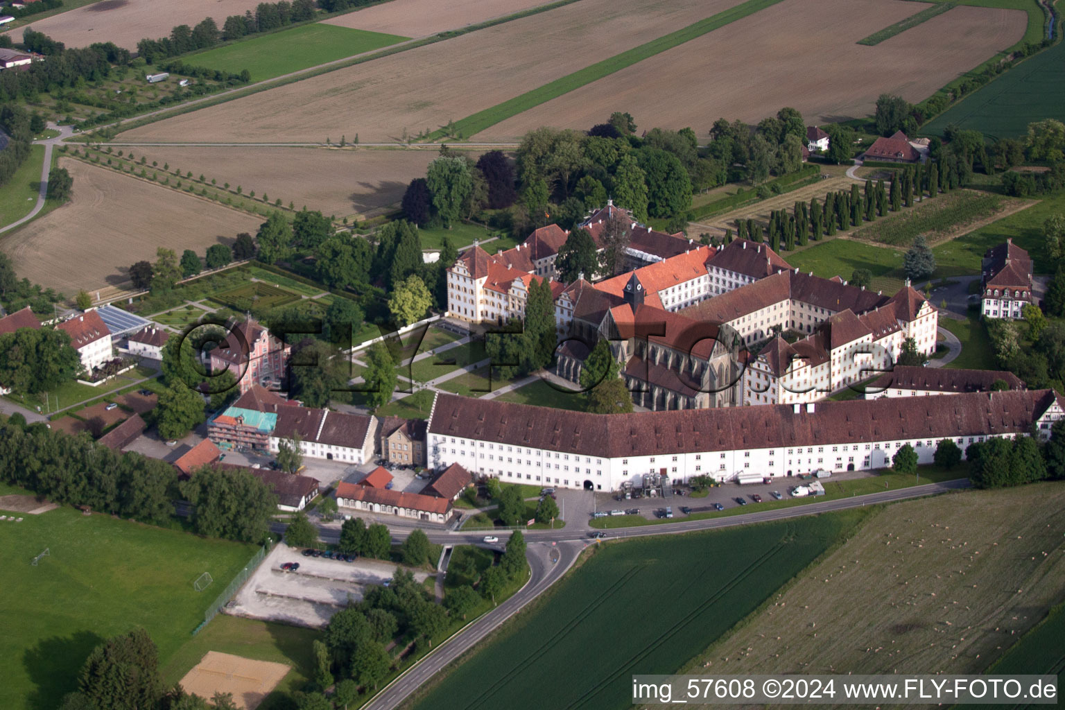 Aerial photograpy of School building of the Schule Schloss Salem on Schlossbezirk in the district Stefansfeld in Salem in the state Baden-Wurttemberg