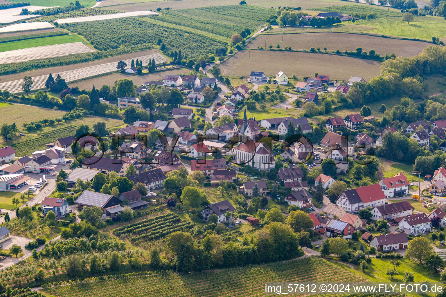 Aerial view of District Lippertsreute in Überlingen in the state Baden-Wuerttemberg, Germany