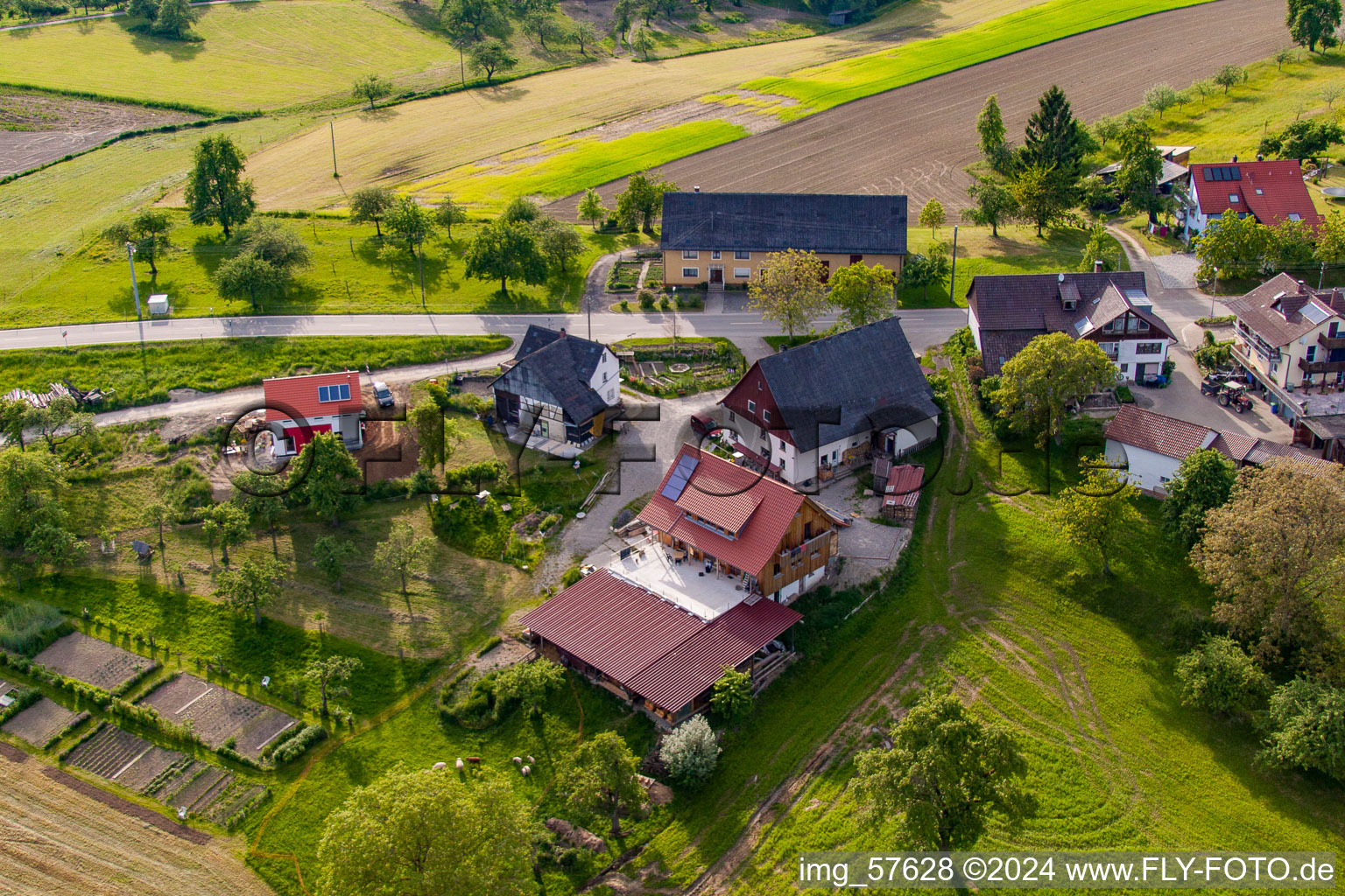 Aerial view of In ZInken in the district Taisersdorf in Owingen in the state Baden-Wuerttemberg, Germany