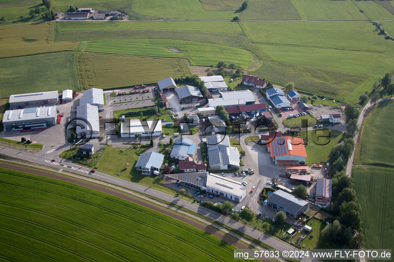 Industrial estate and company settlement Im Branden with PRINOTH - AHWI Maschinenbau GmbH in the district Ebratsweiler in Herdwangen-Schoenach in the state Baden-Wurttemberg, Germany