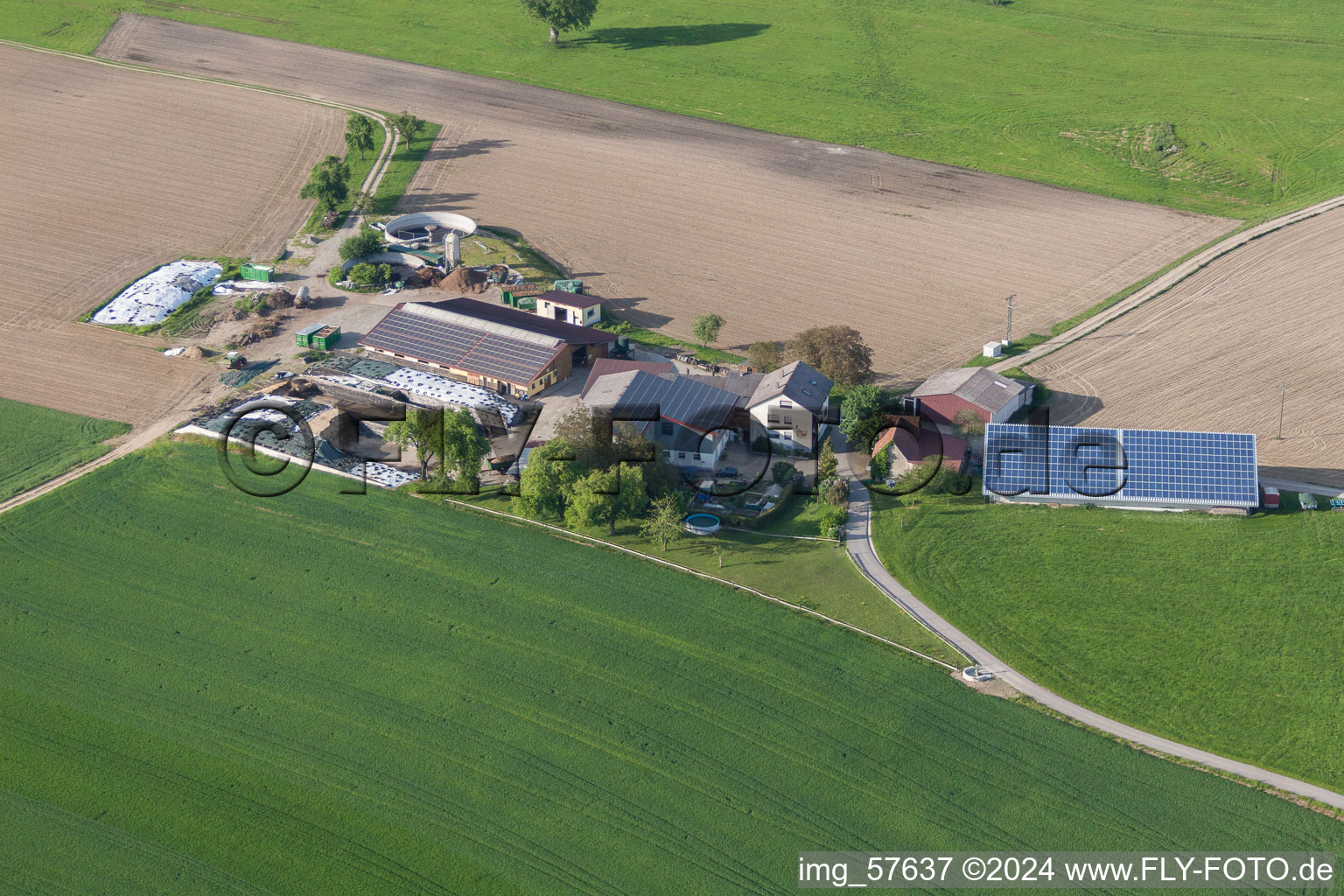 Farm on the edge of cultivated fields in Hohenfels in the state Baden-Wurttemberg, Germany