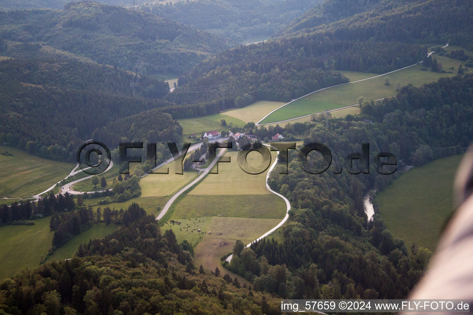 Aerial view of Fridingen an der Donau in the state Baden-Wuerttemberg, Germany