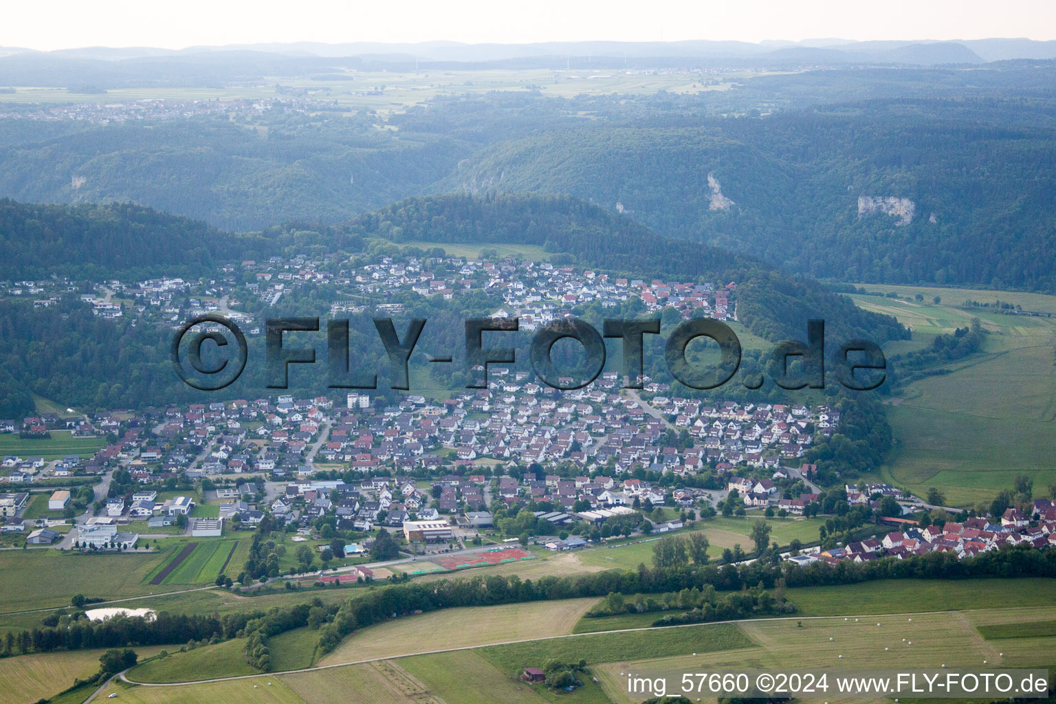 Aerial photograpy of Fridingen an der Donau in the state Baden-Wuerttemberg, Germany