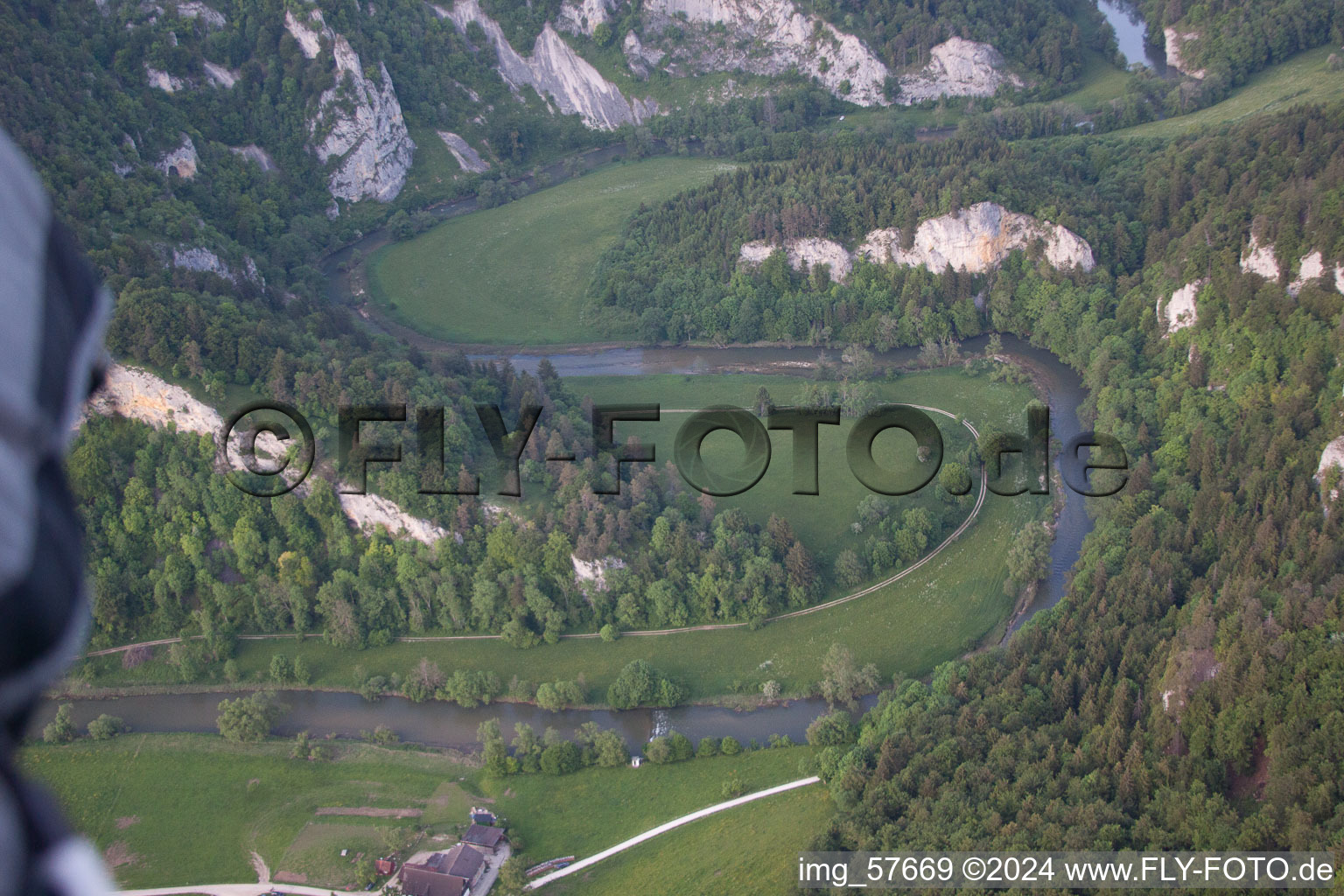 Fridingen an der Donau in the state Baden-Wuerttemberg, Germany seen from above