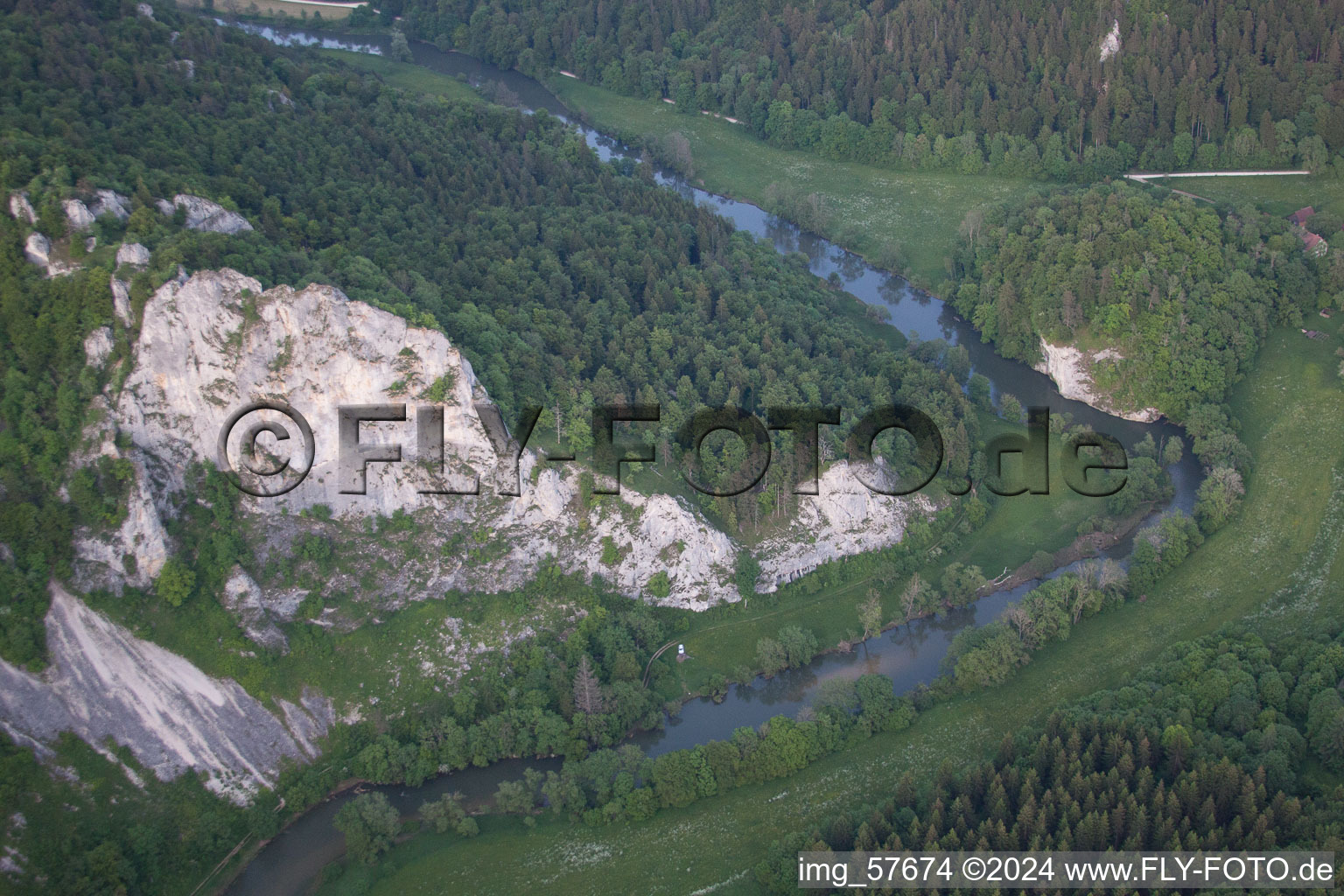 Drone recording of Fridingen an der Donau in the state Baden-Wuerttemberg, Germany