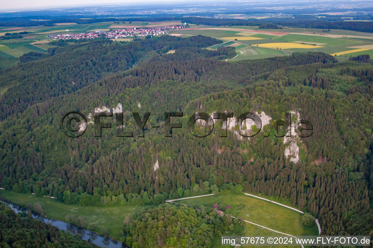 Drone image of Fridingen an der Donau in the state Baden-Wuerttemberg, Germany