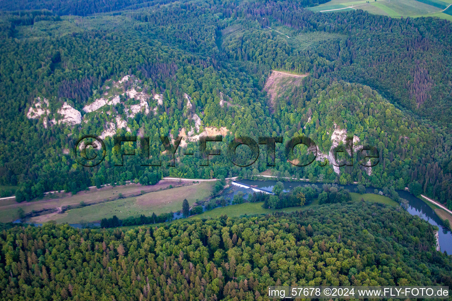 Fridingen an der Donau in the state Baden-Wuerttemberg, Germany from the drone perspective