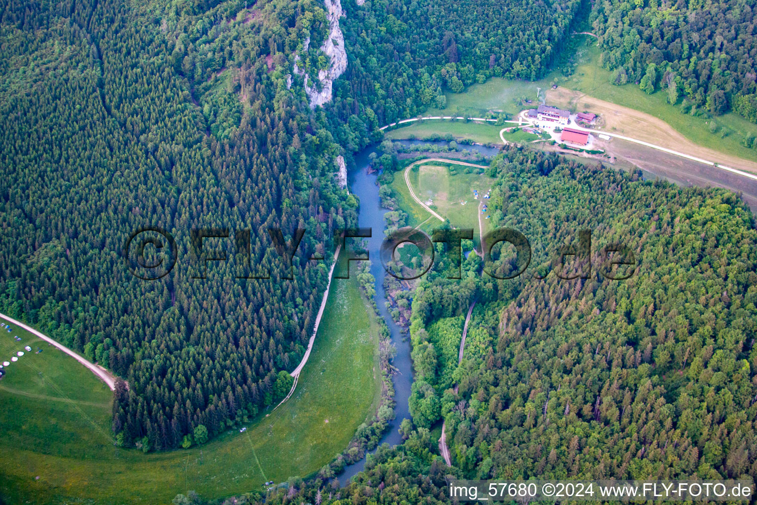 Fridingen an der Donau in the state Baden-Wuerttemberg, Germany seen from a drone