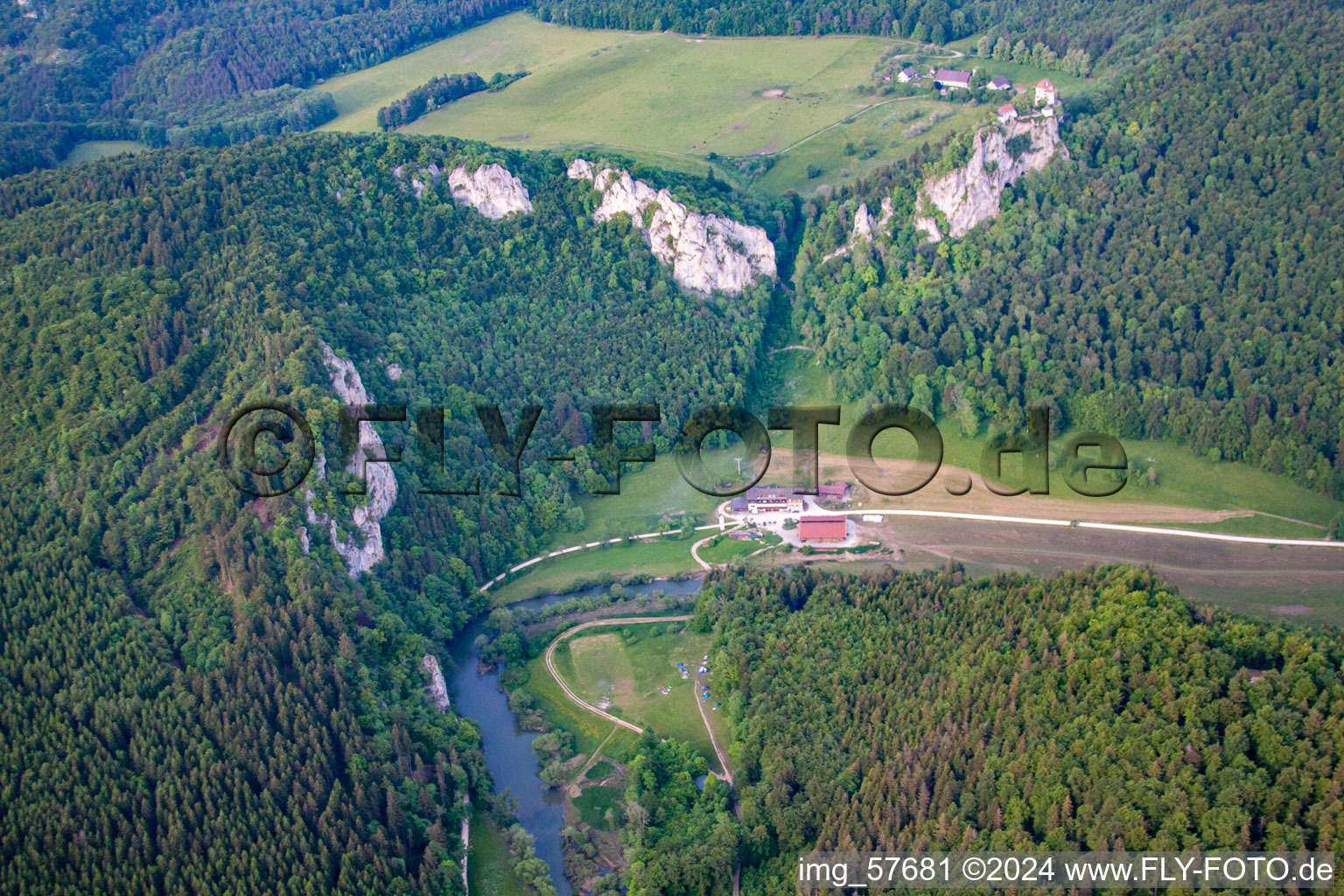 Aerial view of Fridingen an der Donau in the state Baden-Wuerttemberg, Germany