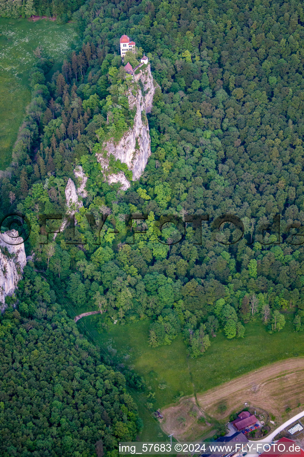 Oblique view of Fridingen an der Donau in the state Baden-Wuerttemberg, Germany