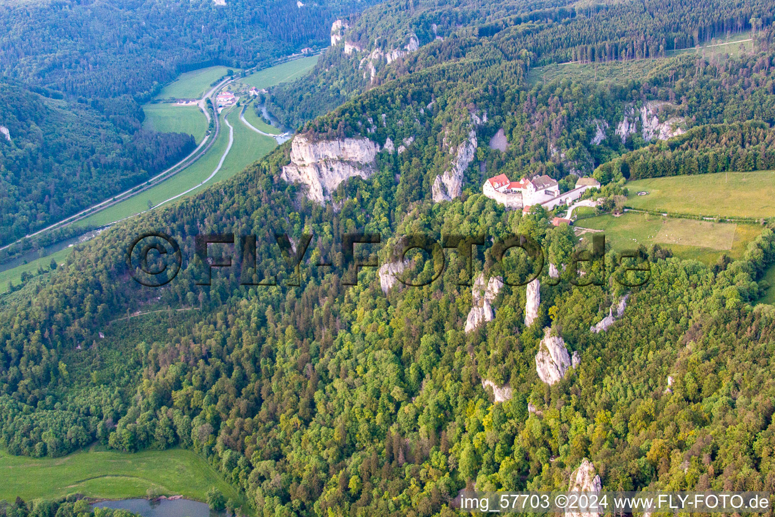 Aerial view of Danube Gorge in Leibertingen in the state Baden-Wuerttemberg, Germany