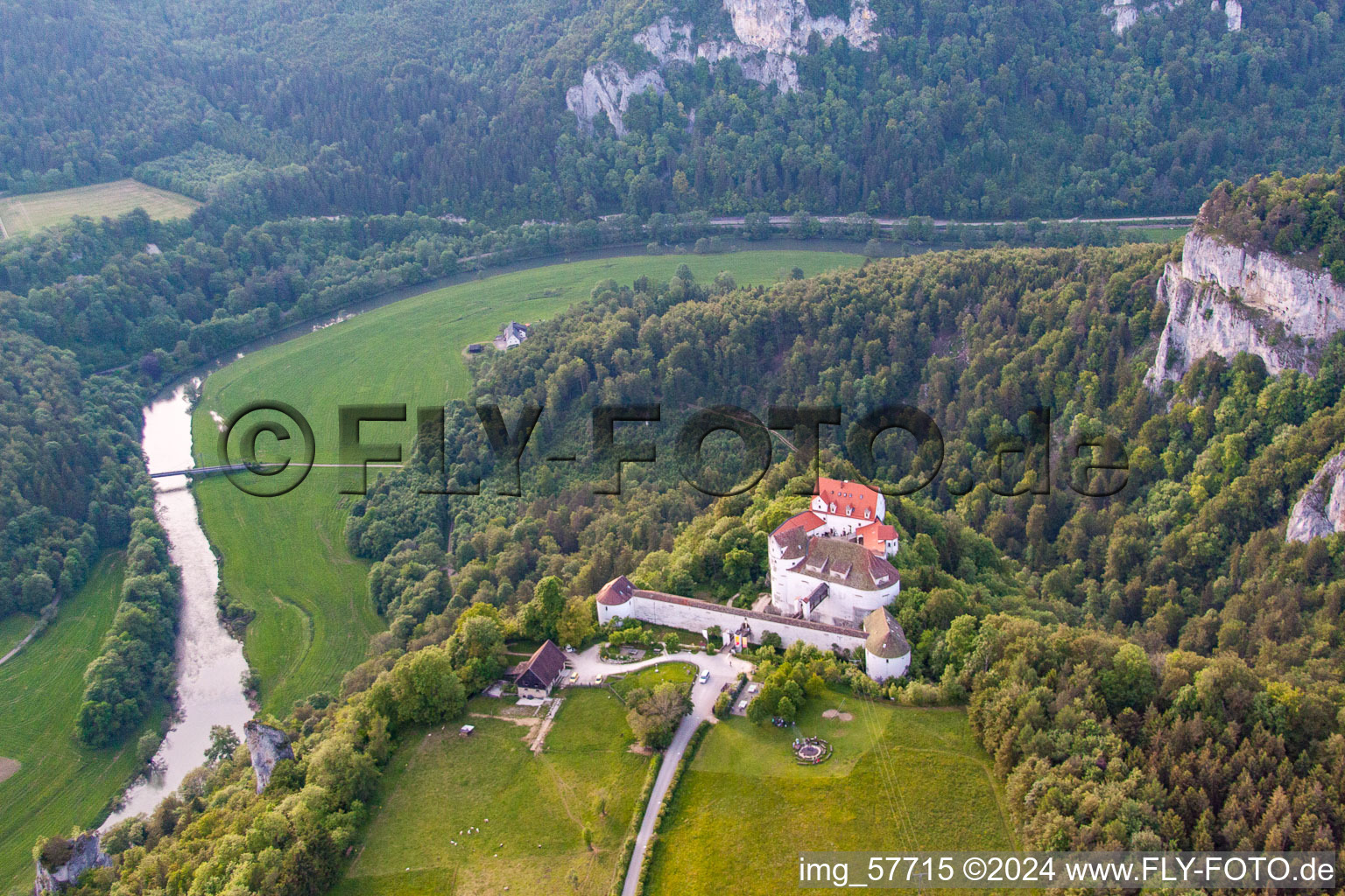 Danube Gorge in Leibertingen in the state Baden-Wuerttemberg, Germany from the plane