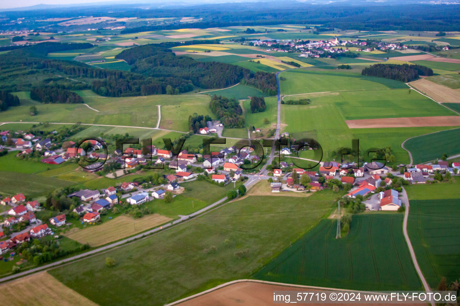 Aerial view of District Langenhart in Meßkirch in the state Baden-Wuerttemberg, Germany