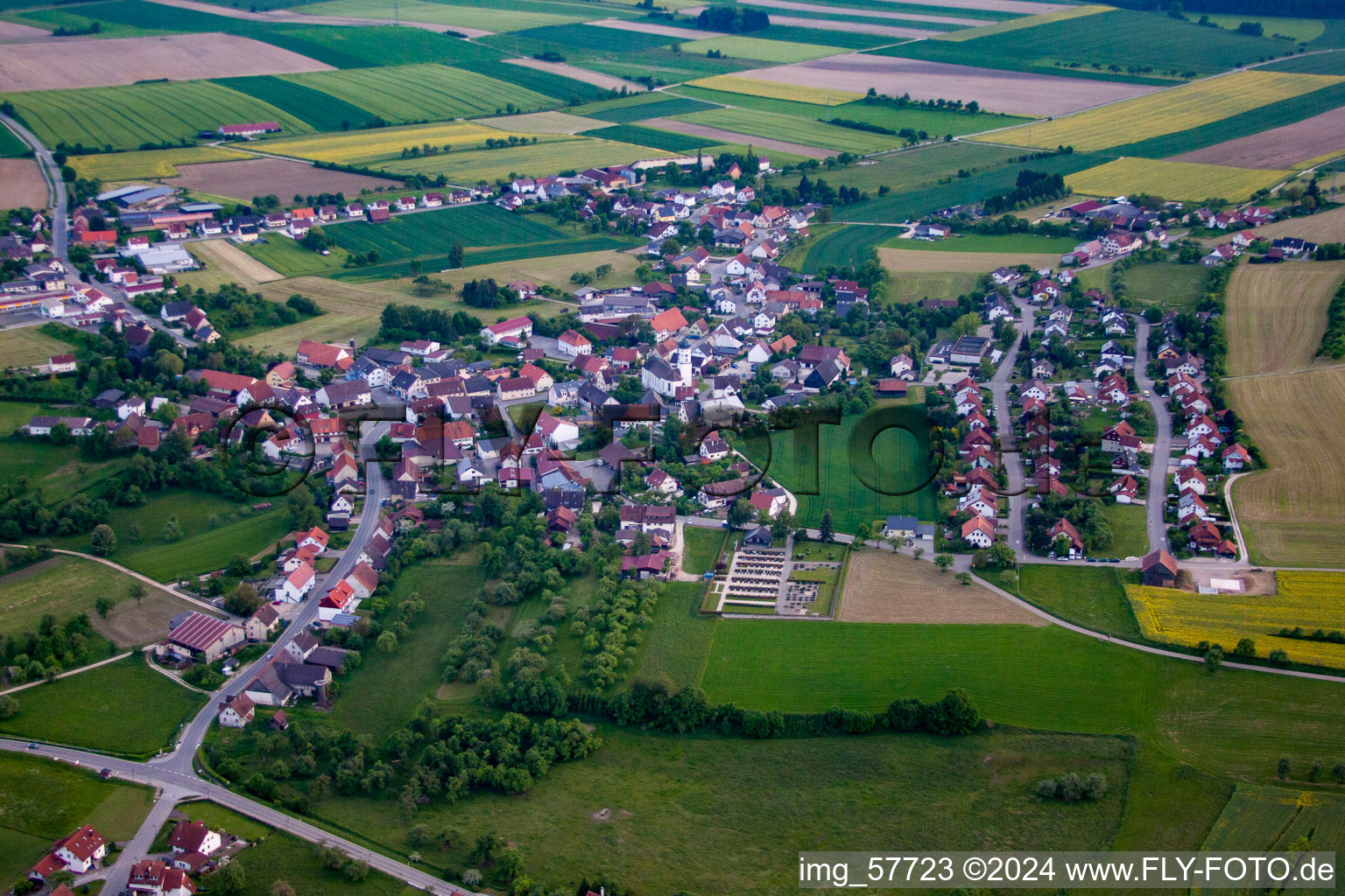 From the north in the district Rohrdorf in Meßkirch in the state Baden-Wuerttemberg, Germany